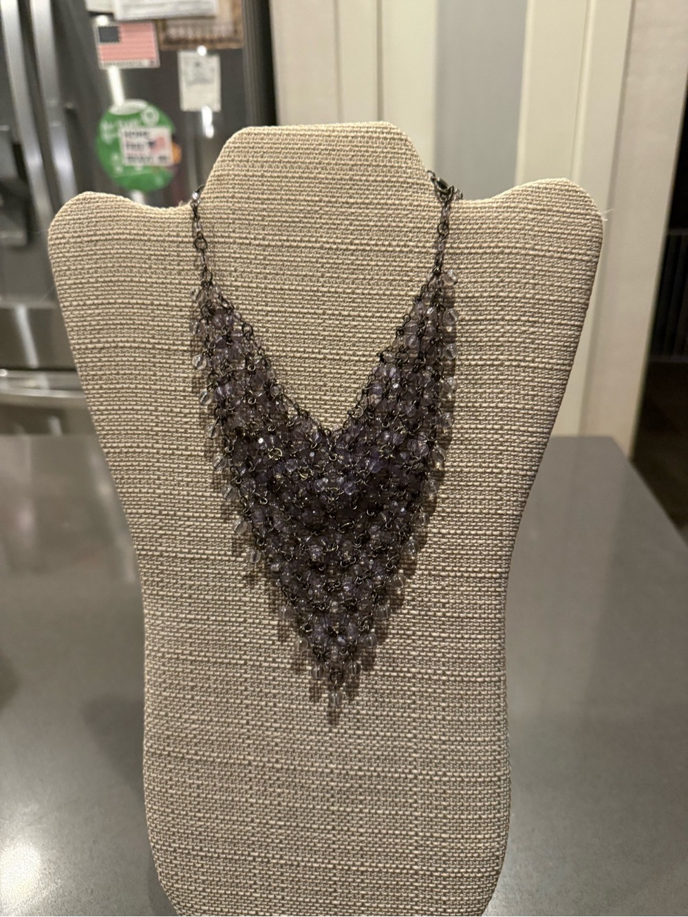 Multi-Strand Lavender Crystal Statement Necklace - Women Jewelry